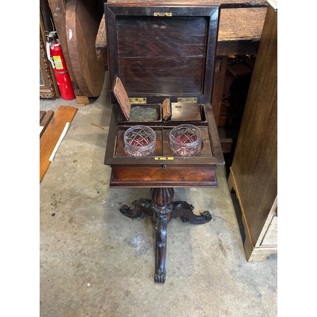Traditional 19th Century English Rosewood Teapoy Table For Sale - Image 3 of 4
