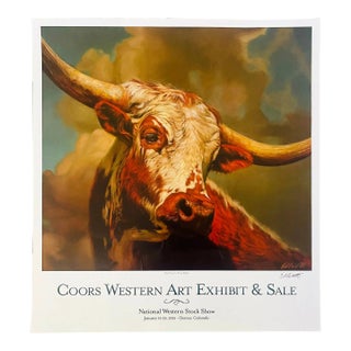Vintage Artist Signed Coors Western Art Exhibit Poster "High Noon" Signed by Artist T. Elliot For Sale