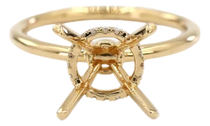 18k(750) Yellow Gold Natural Brilliant Diamond Semi Mount Ring Size 6