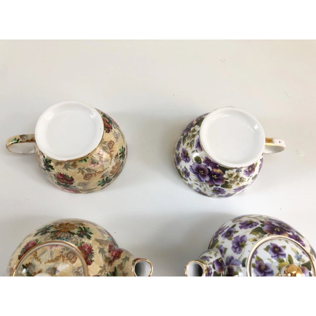 1980s Chintz Teapots With Cup & Saucer Set - a Pair For Sale - Image 5 of 9