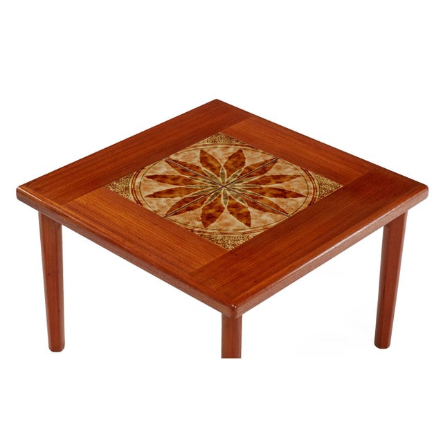 Danish Teak Stone Tile Leaf Motif End Table by Brdr Furbo Chairish