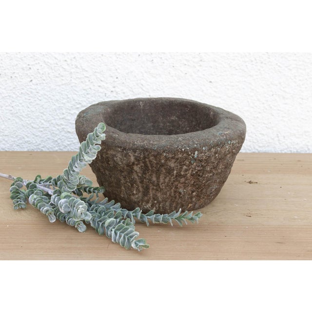 This heavy stone mortar is a relic of the "Old World" kitchen. Carved from a single block of solid granite, it was...