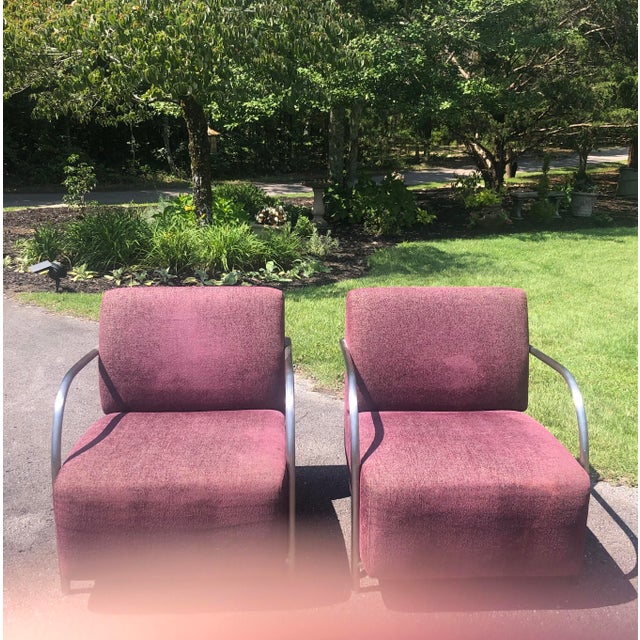 Contemporary Upholstered Aluminum Frame Chairs - A Pair For Sale - Image 6 of 12