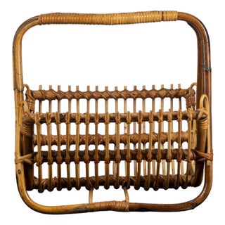 Vintage Bamboo Magazine Rack For Sale