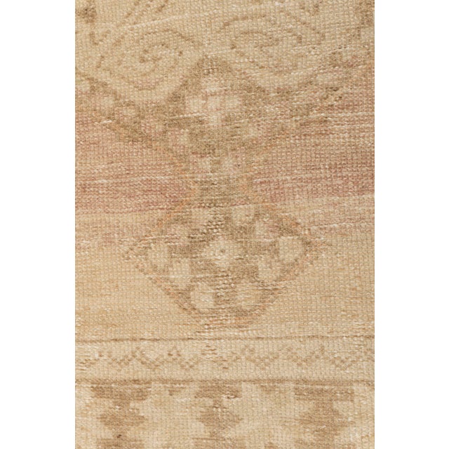 Vintage Circa 1940 Tan Turkish Oushak Hand Knotted Wool Runner 3ft 7in X 12ft 9in For Sale - Image 11 of 14
