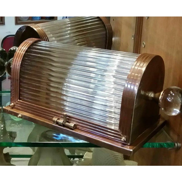 Vintage Art Deco Bronze Case & Glass Rod Wall Sconces - a Pair For Sale - Image 6 of 9