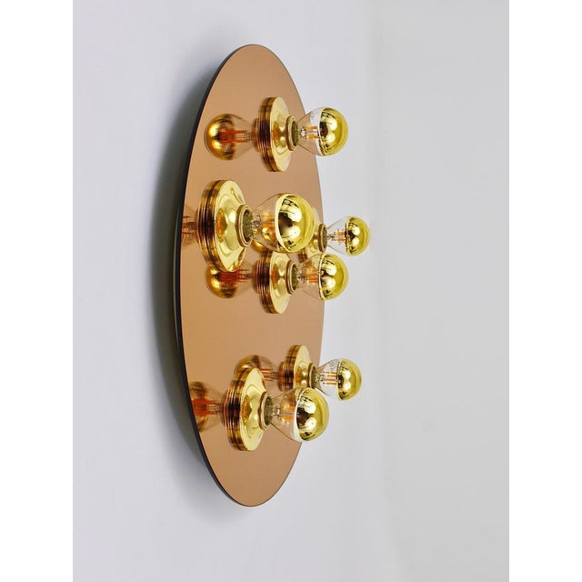 Italian Fontana Arte Style Gold Bronze Sconce in Mirrored Glass, 1970s For Sale - Image 6 of 18