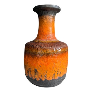Vintage Orange + Brown Vase in Fat Lava Style by Carstens Tonnieshof, West Germany For Sale