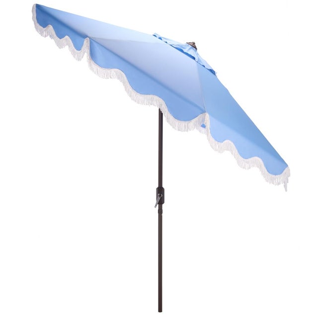 Baby Blue Torsa 9 Ft Crank Umbrella, Baby Blue/Brown Pole For Sale - Image 8 of 9