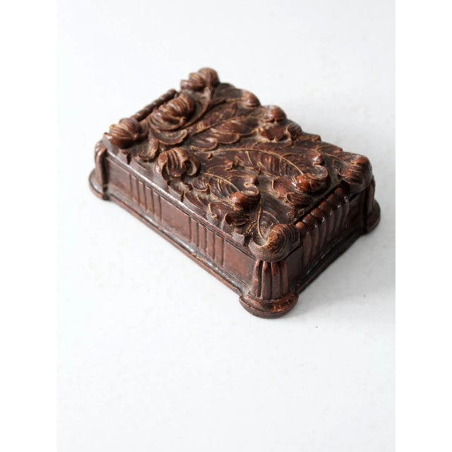 Brown Vintage Syroco Wood Box For Sale - Image 8 of 11