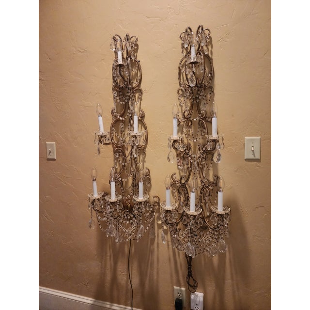 Extra Long Italian Beaded Sconces For Sale - Image 9 of 11