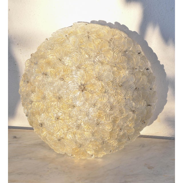 1960s Murano Gold Ceiling Light Flower by Seguso for Venini For Sale - Image 6 of 12