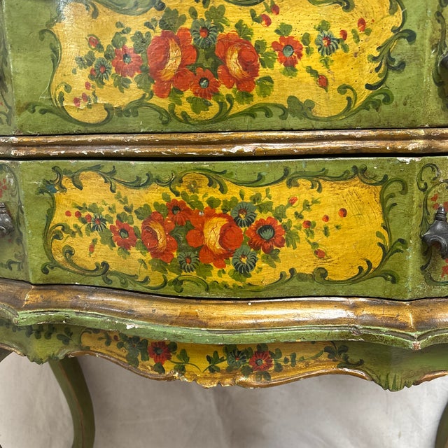 Late 19th Century Venetian Floral Paint Decorated Two Drawer Commode For Sale - Image 4 of 11