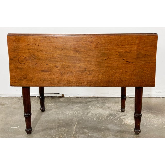 Vintage Solid Wood Early American Drop Leaf Table For Sale - Image 4 of 9