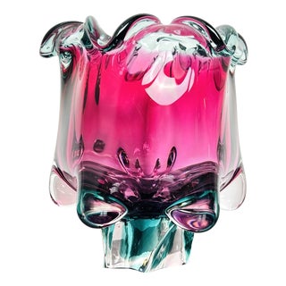 Red Core Art Glass Model 242/4/18 Vase by Josef Hospodka for Chřibská, Former Czechoslovakia, 1964 For Sale