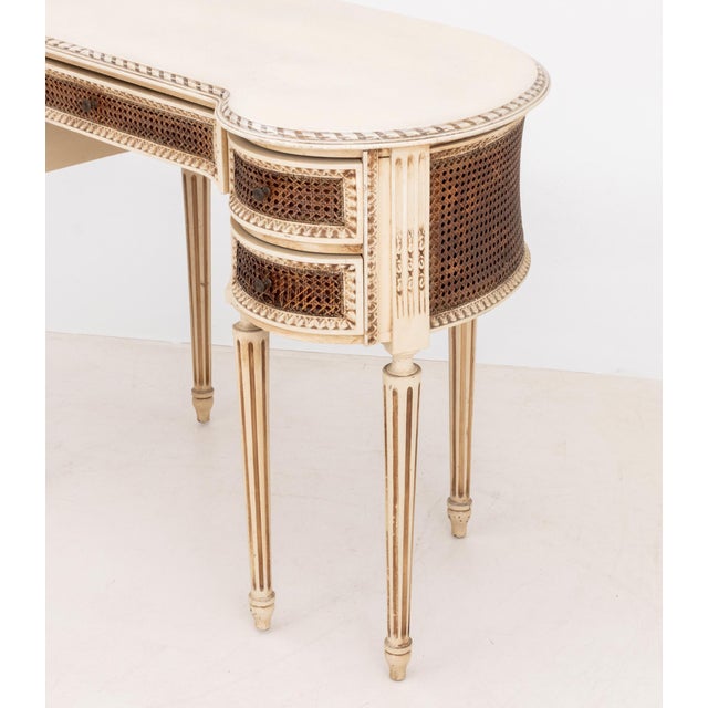 Louis XVI Style Cream Painted Kidney Shaped Desk For Sale - Image 4 of 9