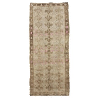 1960s Vintage Washed Out Turkish Kars Rug- 6′3″ × 14′9″ For Sale