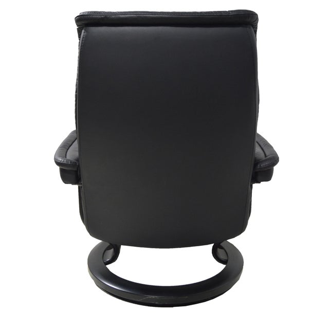 Early 21st Century Ekornes Black Leather Stressless Lounge Chair With Ottoman For Sale - Image 5 of 12