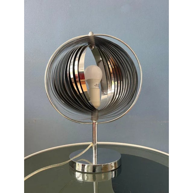Silver Metal Trumpet Uplighter Cup Table Lamp For Sale - Image 11 of 11