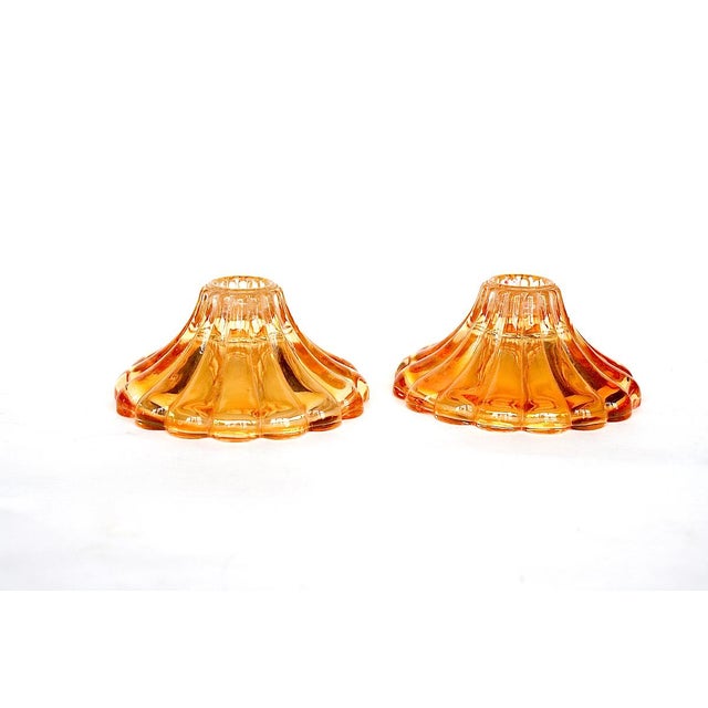 Vintage Amber Glass Candleholders A Pair Chairish