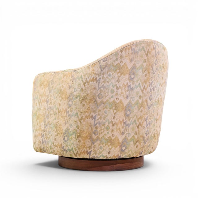 Mid 20th Century Milo Baughman for Thayer Coggin Mid Century Walnut Base Swivel Lounge Chair For Sale - Image 5 of 10