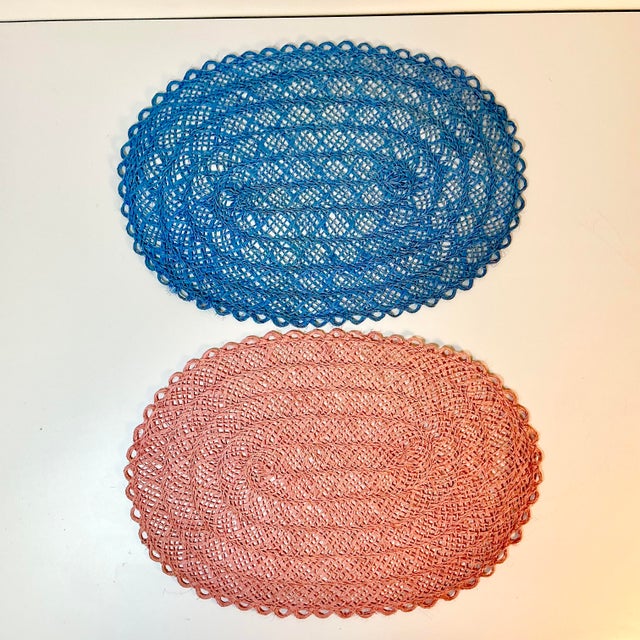 Mid-Century Boho Chic Costal Arts & Crafts Straw Placemats - Set of 8 For Sale - Image 4 of 8