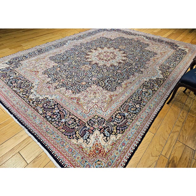 Textile Antique Oversize Kerman Lavar Rug, Wool on Cotton, Floral Design, 1920s For Sale - Image 7 of 17