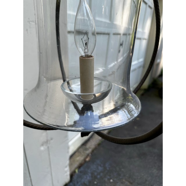 1910s Vintage Glass and Brass Gas Fixture For Sale - Image 5 of 11