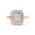10K Yellow Gold 1/2 cttw Round and Princess Diamond Composite Head and Halo Ring (H-I Color, SI1-SI2 Clarity) - Ring Size 7 For Sale - Image 4 of 6