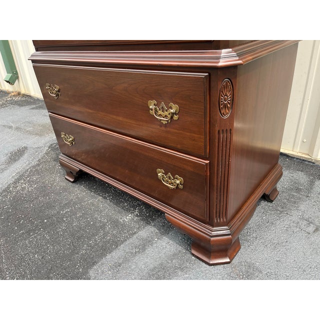 Brown 1980s Ethan Allen Georgian Court Cherry Tall Chest of Drawers For Sale - Image 8 of 12