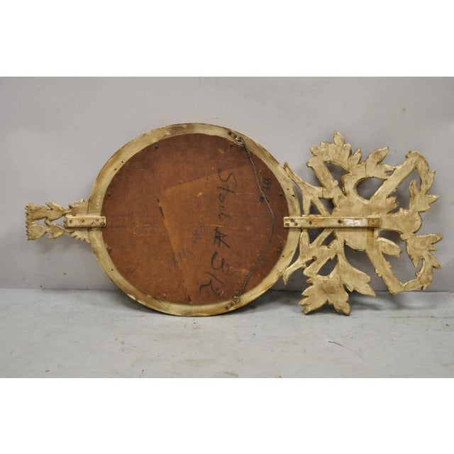 Antique Italian Regency Carved Wood Round Cream & Gold Wall Mirror by M Grieve For Sale - Image 9 of 10