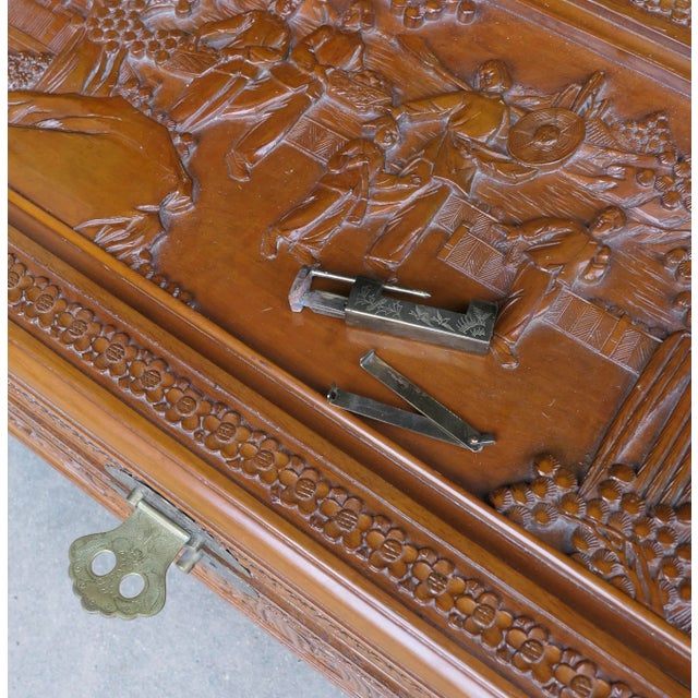 Brown Oriental Carved Camphor Wood Chest, 1930s For Sale - Image 8 of 8