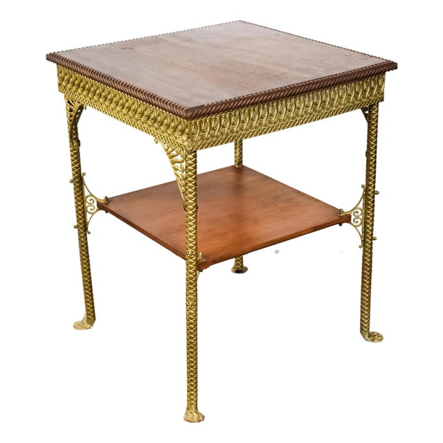 Late 19th Century Asthetic Movement Mahogany / Bronze Parlor Table For Sale