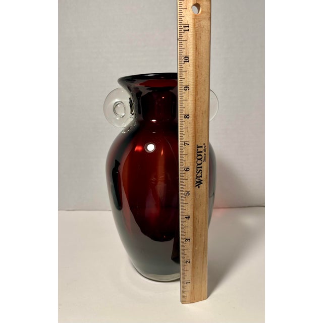 Pair of Hand Blown Art Glass Vases Amethyst Purple & Blue Green Bubble Handles For Sale In Los Angeles - Image 6 of 9