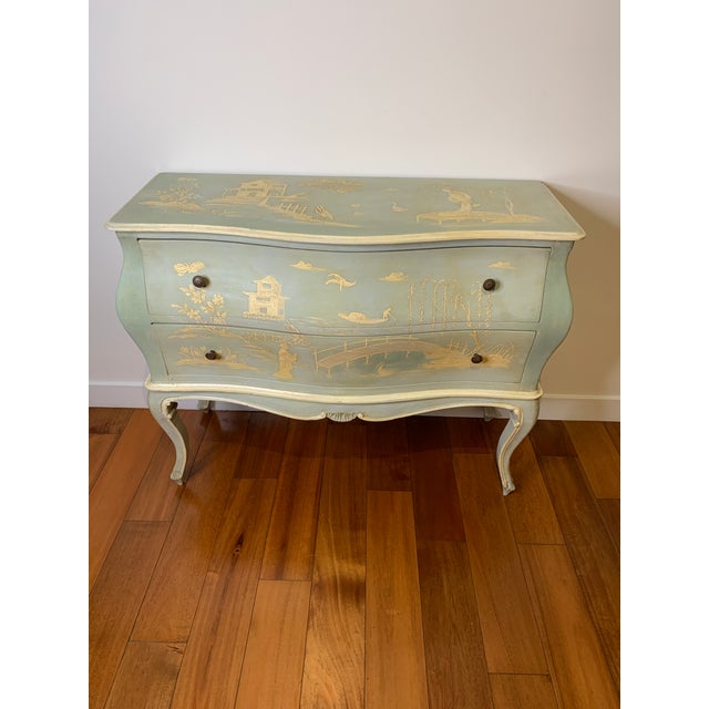 Vintage Italian Louis XV Style Chinoiserie Bombé Chest – Hand-Painted For Sale - Image 11 of 11