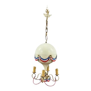 Maison Jansen Toleware Hot Air Balloon Chandelier, Mid Century French For Sale