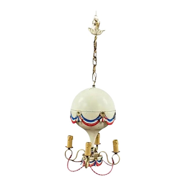 Maison Jansen Toleware Hot Air Balloon Chandelier, Mid Century French For Sale