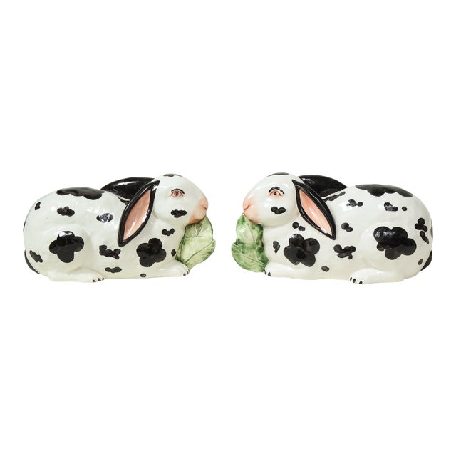 Black and White Porcelain Rabbits a Pair Chairish
