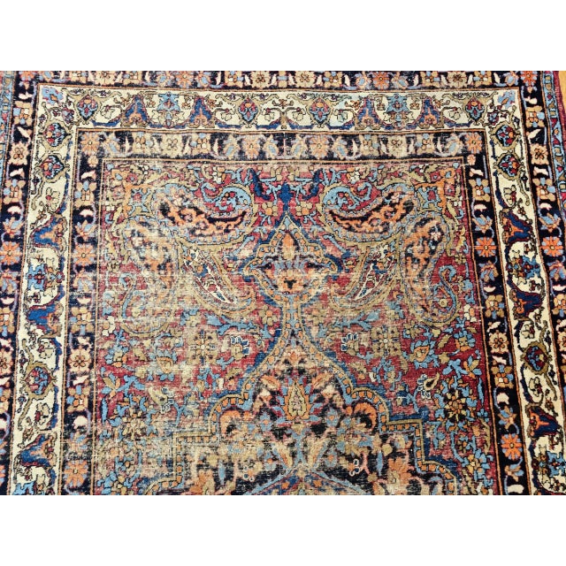 19th Century Persian Kashan Area Rug, Handwoven Medallion Design, Red & Navy, 4’ X 7’ For Sale In Chicago - Image 6 of 12