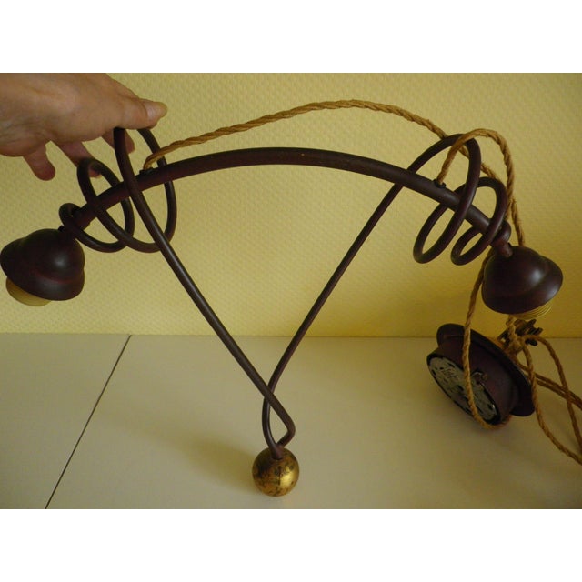 Counterweight Pendant Light in Gold-Plated Metal, 1970s For Sale - Image 18 of 18