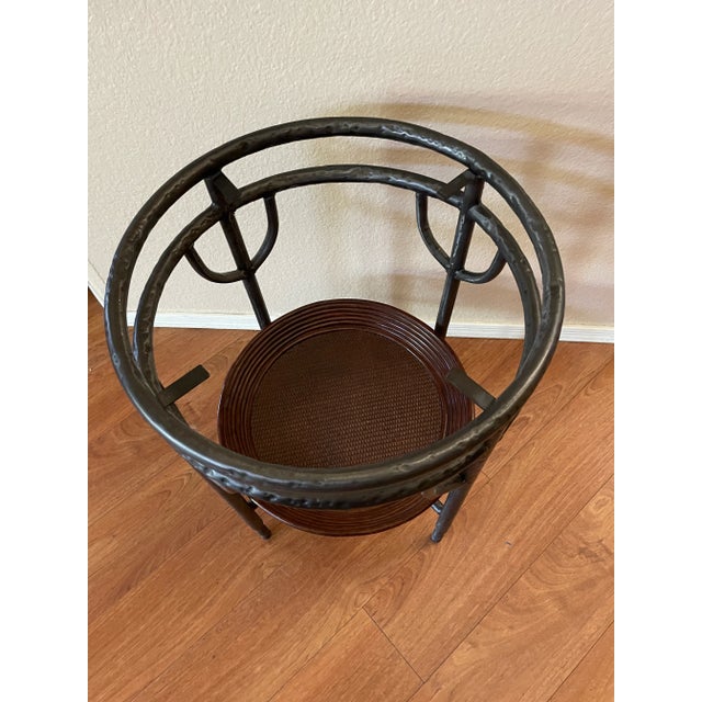 1960s Vintage Wrought Iron Bamboo and Wicker Tray Table For Sale In Phoenix - Image 6 of 9