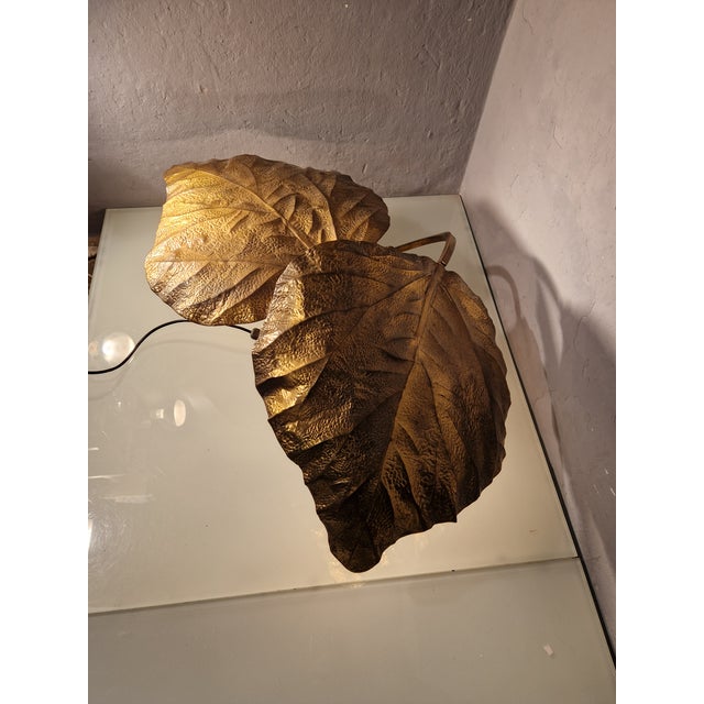 Table Lamp Rhubarb Model with 2 Brass Leaves by Carlo Giorgi for the Gadda Workshop, 1970s For Sale - Image 11 of 12