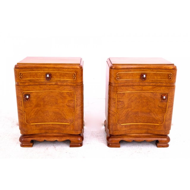 Vintage Polish Art Deco Nightstands, 1930, Set of 2 For Sale - Image 3 of 15