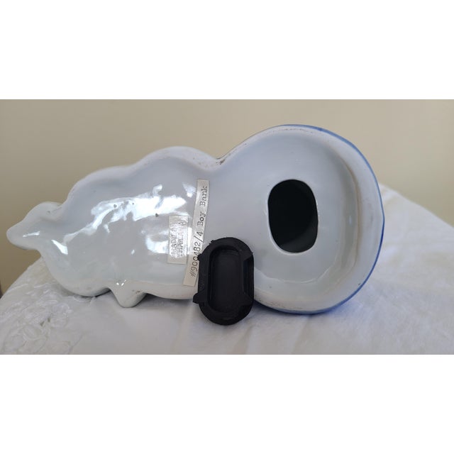 1980s Thai Blue & White Sleeping Boy Piggy Bank Figurine For Sale - Image 9 of 13