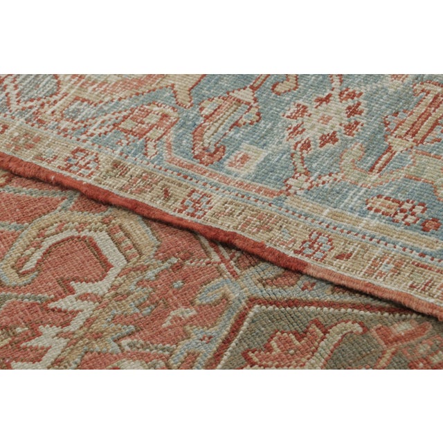 Textile Antique Persian Heriz Rug in Red With Medallion and Dense Florals - Rug & Kilim For Sale - Image 7 of 7