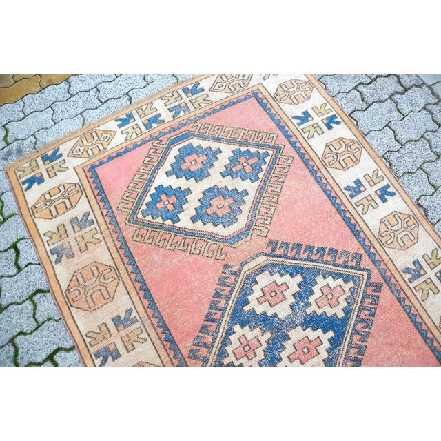 1960s Vintage Turkish Handmade Rug For Sale - Image 4 of 11