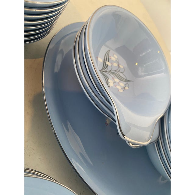 51 Pieces Skytone Pattern by Homer Laughlin Blue Floral China Set, Circa 1960s For Sale - Image 9 of 10