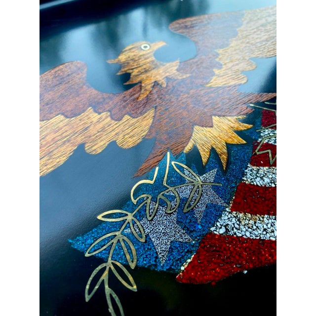 Vintage Couroc of Monterey Patriotic Eagle & Shield Inlaid Serving Tray For Sale In San Francisco - Image 6 of 9