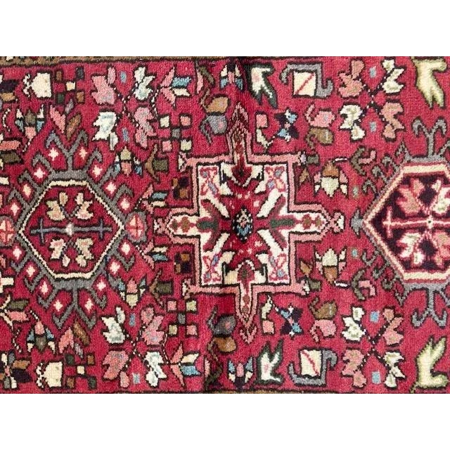 Wool pile genuine hand made vintage Persian Karajeh runner-