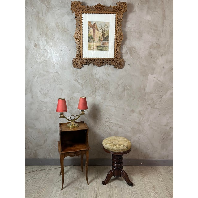Small Louis XV Wooden Bedside Table, 1950s For Sale - Image 12 of 13